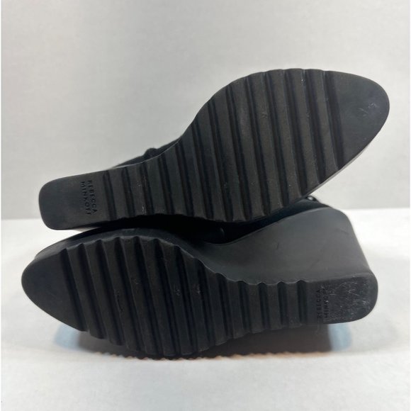Rebecca Minkoff Leisoff Platform Bootie Wedge Black Leather And Suede 8.5 M 39 - Picture 6 of 8
